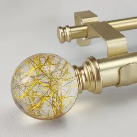 Ilaisihome 744591263207 Double Curtain Rods Set 1-1/8 Inch Diameter Luxury Gold 36-72