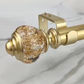 Ilaisihome 744591899512 Single Curtain Rod Set 1-1/8 Inch Diameter Adjustable Gold Rods With