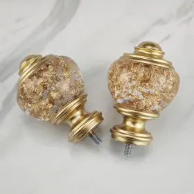 Ilaisihome 744591899550 Decorative Curtain Rod Finials Polyresin Round Gold Foiled Clear Se