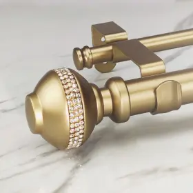 Ilaisihome 798610440315 Double Curtain Rod Set 1-1/8 Inch Diameter Luxury Gold Rods 36-72 Inc