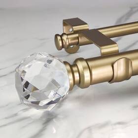 Ilaisihome 798610440339 Double Curtain Rod Set 1-1/8 Inch Diameter Luxury Gold Rods 36-72 Inc