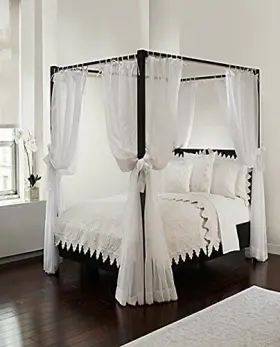 9325-150-0100 Imported Canopy Set With Top Ties And Tie Backs Sheer For White Bed Panel
