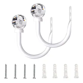 Inc-yf20-420-us8 Increway Curtain Drapery Holdbacks 2pcs Hooks With Clear Crystal Ball Decorat