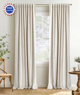 Inovaday Cream5084 Blackout Curtains 84 Inch Long 2 Panels Set Inches Back Tab Rod Pocket