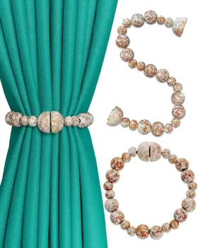 Wmt201-magnetic Insstic Beautiful Strong Magnetic Curtain Tiebacks Boho Farmhouse Decor Whitewashed 2