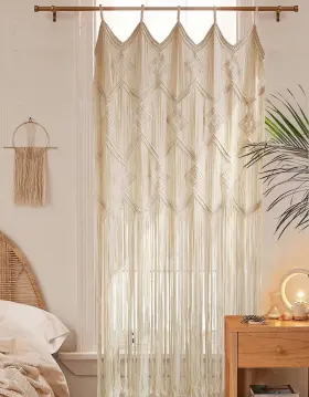 Bin001 Iower Macrame Curtains Window 50 Inch X75 Closet Doorway Long Ma