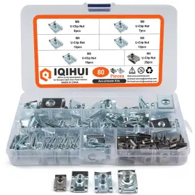 A2699 Iqihui 80pcs U-clip Nut Set For Auto Car - M4 M5 M6 M8 Clips Dash Door Panel Interi
