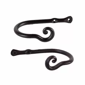8401 Iron-craft Small Curtain Holders For Wall - Farmhouse Hooks Black Drapes
