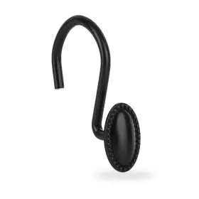 Itoplin 735550631052 Shower Curtain Hooks Set Of 12 Black Zinc Rust Resistant Decorative Mat