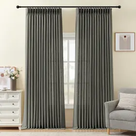 Ivcl-dc-lf-charcoal-4096 Ivapupu 96 Inch Linen Curtains For Living Room Pinch Pleated Semi Sheer Curtain Rust
