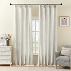 Ivcl-dc-lf-ms-4096 Ivapupu Pinch Pleated Linen Curtains 96 Inches Long For Living Room Thick Semi Sheer