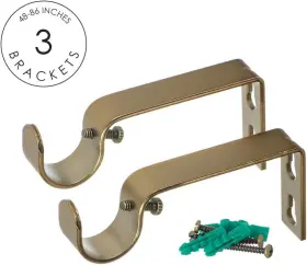 351-161wargol-48-86 Ivilon Drapery Window Curtain Rod - End Cap Style Design 1 Inch Pole. 48 To 86