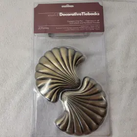 73-50-012-a J. C. Penney Jcp Set Of 2 Brass Tone Curtain Tie Backs Sea Shells Coast Beach Home Decor Nos