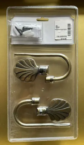 735-5420-0752 J. C. Penney Gold Shell Scarf Holders /holdbacks Home Collection J.c. New - Set Of Two