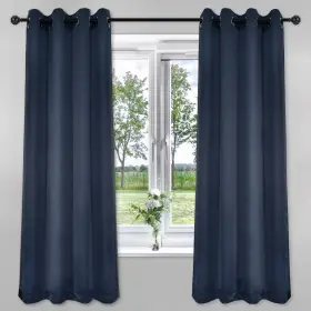 Jpfrgr-navy-72l Jade Poke Fire Resistant Window Curtains 72 Inches Long For Nursery - Grommet Navy Blac