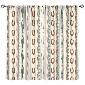 Jaderys 376280999850 Western Blackout Curtains Retro Farmhouse Horseshoe Tropical Cactus Wild West