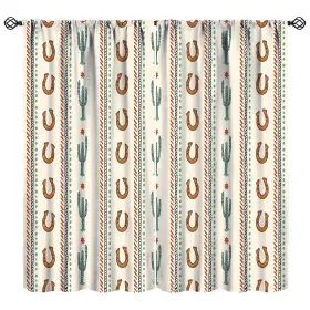 Jaderys 376280999850 Western Blackout Curtains Retro Farmhouse Horseshoe Tropical Cactus Wild West Jaderys 376280999850 Western Blackout Curtains Retro Farmhouse Horseshoe Tropical Cactus Wild West