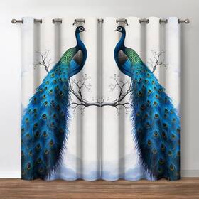Jekeno 702103464139 Peacock Blackout Curtains Retro Floral Elegant Decor Vintage Moonlig