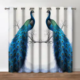 Jekeno 702103464139 Peacock Blackout Curtains Retro Floral Elegant Decor Vintage Moonlig