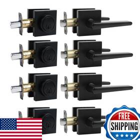 Jesstti B0cl23mtwb Deadbolt Lock And Door Knob Set Exterior Square