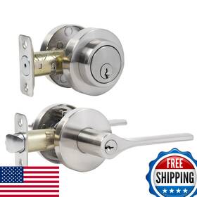 Jesstti B0cl25x89d Exterior Door Handle Deadbolt Lock Keyed Entry Lever And Single