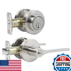 B0cl25x89d Jesstti Exterior Door Handle Deadbolt Lock Keyed Entry Lever And Single