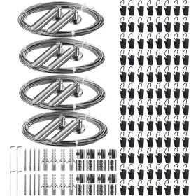 Fs-jetec-154063 Jetec 196 Inch/ 5 M Wire Curtain Rod Room Divider Hanging System With Silver