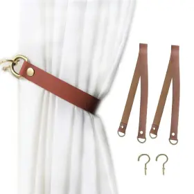 Jfwuhap 616814022116 Leather Curtain Tiebacks 2 Pcs Tiebacksleather Rod Holderhold