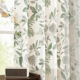 Dmszrp-ly-5063c06 Jinchan Linen Curtains For Living Room 63 Inches Length Tropical Leaf Print B