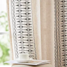 Dymgm-nnyyemb-5090c09 Jinchan Boho Curtains For Bedroom Beige Linen Blend Farmhouse Embroi