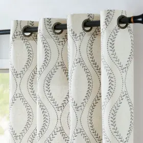 Dymgm-ydn-5084c01 Jinchan Boho Linen Blend Curtains Beige Farmhouse 84 Inches Long Gre
