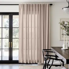 Dymrp-10084c33 Jinchan Taupe Linen Blend Curtain For Living Room 84 Inch Length Extra Wide F