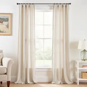 Dymrp-3890c00 Jinchan Beige Linen Blend Curtains 90 Inch Length 2 Panels For Bedroom Bathro