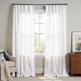 Dymrp-60108c04 Jinchan Linen Blend Curtains 108 Inch Extra Long 2 Panels For Bedroom Living