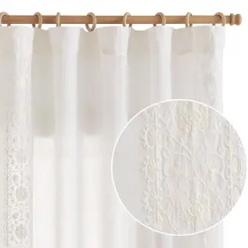 Dymrp-wsemb-5496w01 Jinchan Boho Curtains For Bedroom White Vintage Floral Farmhouse 96