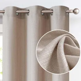 Jcdywlsgm2-4090c06 Jinchan Taupe Linen Textured Curtains 90 Inch Long 2 Panels For Living Room G