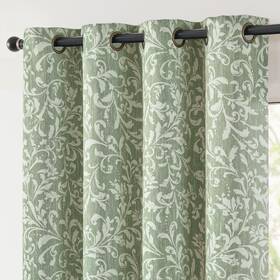 Jinchan Jchbnclygm-5284c02 Blackout Curtains For Bedroom Green Scroll Floral Patterned Curtains