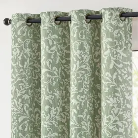 Jchbnclygm-5284c02 Jinchan Blackout Curtains For Bedroom Green Scroll Floral Patterned