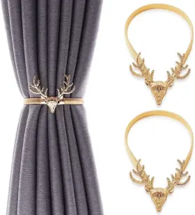 1920-antler Jindin Curtain Tiebacks 2 Pack Holdbacks Aluminum Alloy Spring Design T