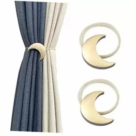 Jin2106 Jingewell Magnetic Curtain Tiebacks Metal 1 Pair 2 2pcs Gold Moon Shape Tieback