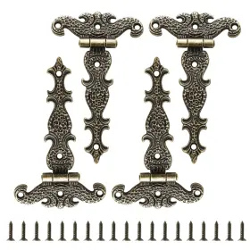 Hjs1098-hjs1099-001 Jiozermi 4 Pcs T-strap Hinges Antique Bronze Decorative Door Barn