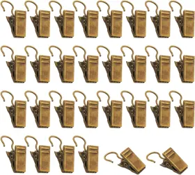 Jirongcl 445036558591 Gukbiay Pack Of 80 Antique Brass Small Heavy-duty Hook Clip Set Curtain Clips