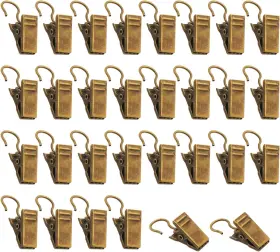 Jirongcl 705353691225 Gukbiay Pack Of 80 Antique Brass Small Heavy-duty Hook Clip Set Curtain Clips