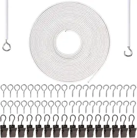 Jirongcl 711181567977 White Curtain Wire 10 Meter Wall Decor Picture Hanging Kit With 20 Pairs Of Scre