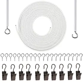 Jirongcl 749109534930 White Curtain Wire 6 Meter Wall Decor Picture Hanging Kit With 10