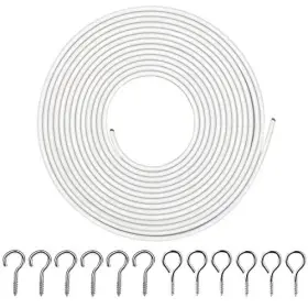 Jirongcl 791543154298 White Curtain Wire 5 Meter Wall Decor Picture Hanging Kit With 6 Pairs Of