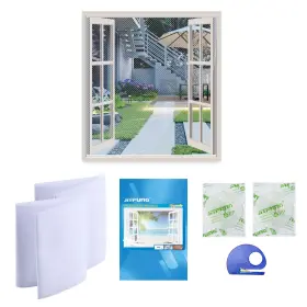 Jfws-02hw1315-03 Jit-fung Diy Window Screen Curtain 2 Packs Of Mesh Netting 51 61 Inches With Upgra