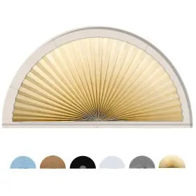 Jlong 36x18 Beige Arch Window Shade Half Circle Paper Blinds For Windows Cor