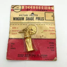 803da-9 Joanna Vintage Ornate Gold Tone Metal Window Shade Pull In Original Packaging Sealed 2 Inch