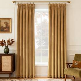 Jolilight Hlrsz-jz4096 Gold Brown Pleated Velvet Curtains 96 Inches Long 2 Panels Set Thermal Insula